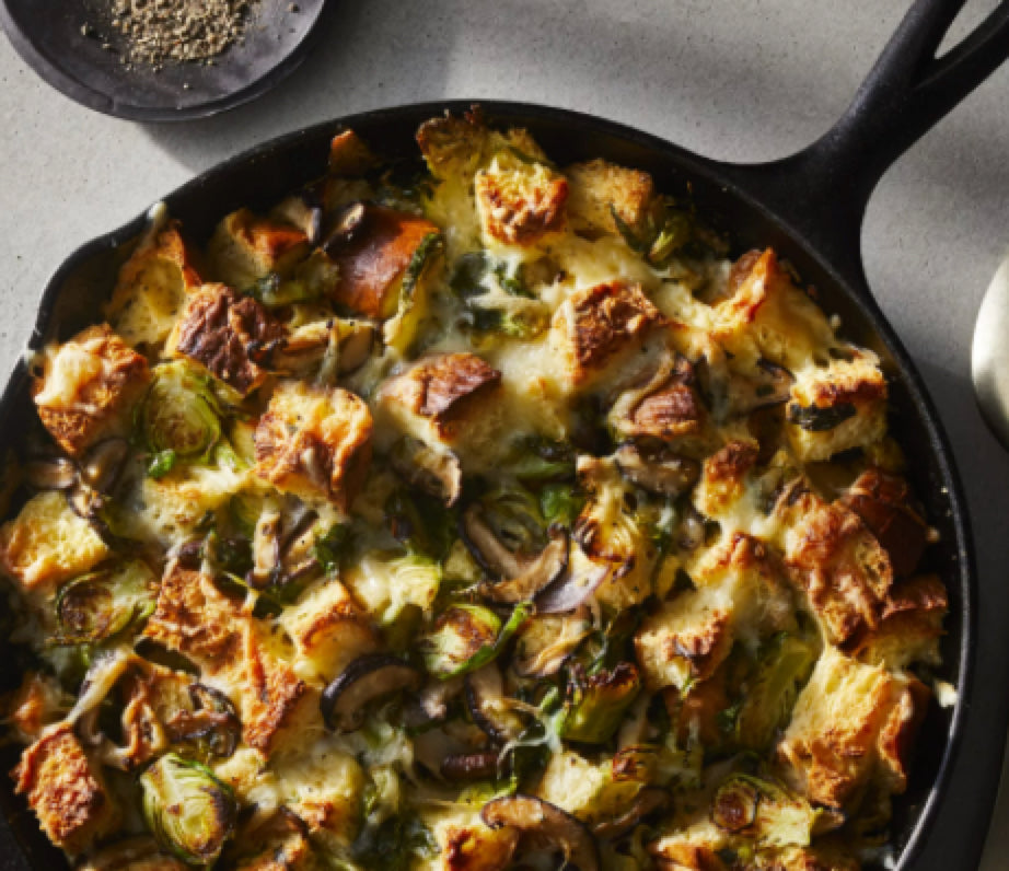 Cheesy Brussels Sprouts Morsel Pudding