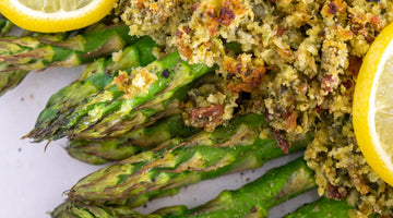 Grilled Asparagus with Shaved Parmesan and Morsel Crumble