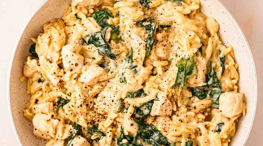 Orzo Lemon Chicken and Spinach