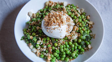 Lemon-Mint Peas with Burrata and Morsel Crumbs